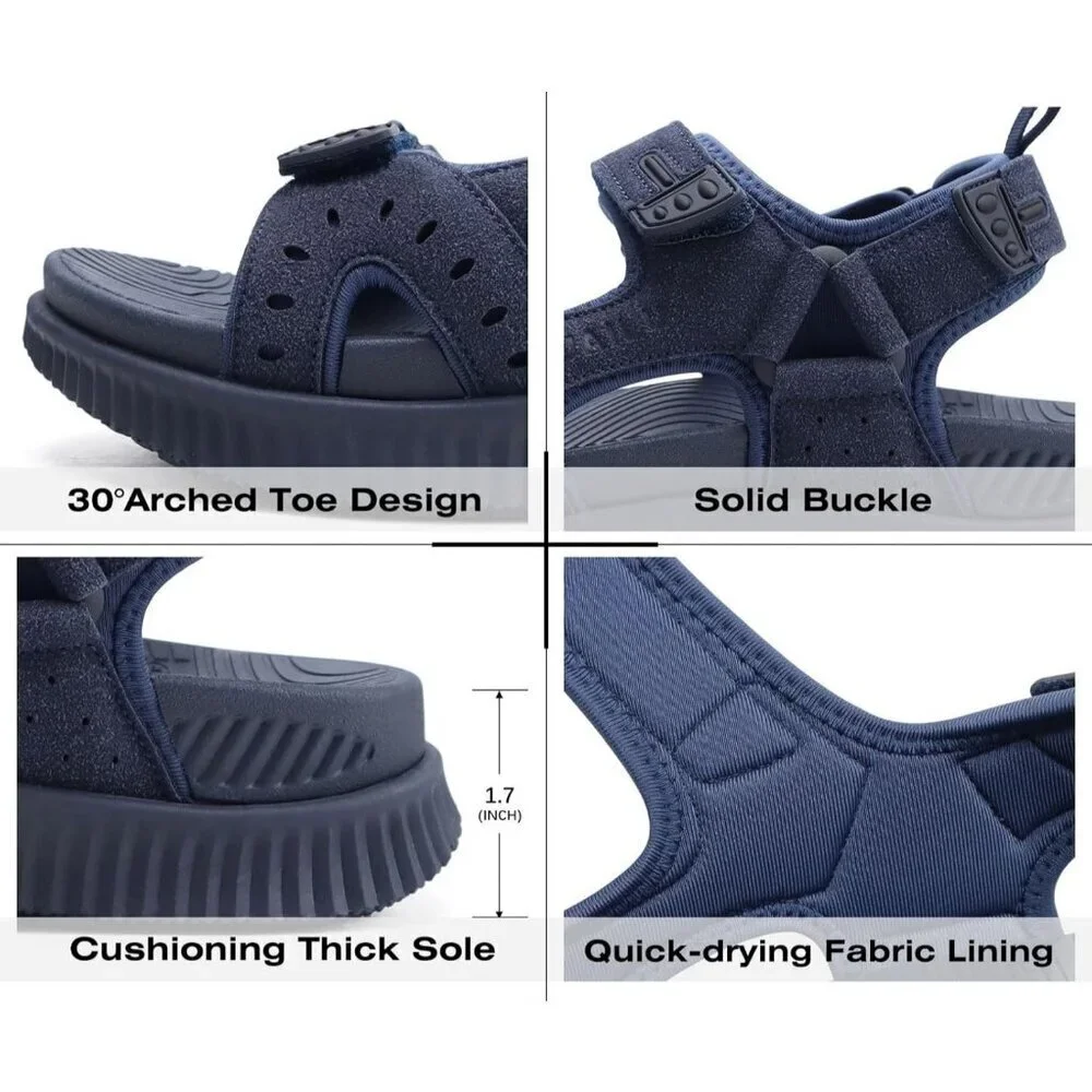 Casual Hiking Sandals Men's Dark Blue Athletic Sports Walking Fisherman Shoes